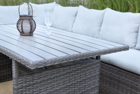 7 - Pieces PE Rattan Wicker Patio Dining Sectional Cusions Sofa Set with Grey cushions - B082S00024 - image - 5