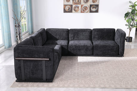 120' length , Fashionable modular sofa with iron and wood frame chenille sofa, black ,uitable for living room - sold by Home Elegance USA