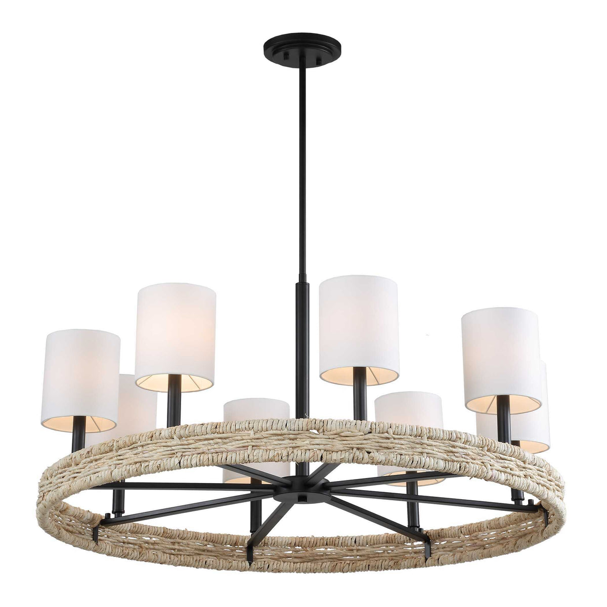 Faiyam 8 Light Rattan Chandelier - Black by Uttermost - View 10