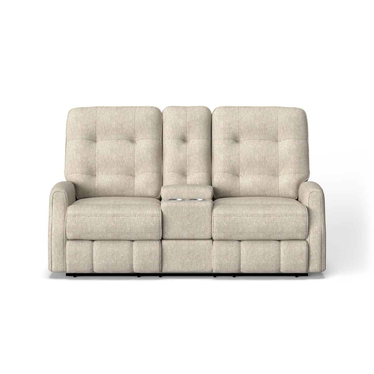 Devon Transitional Fabric Power Reclining Loveseat, Console | Flexsteel