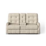 Devon Transitional Fabric Power Reclining Loveseat, Console | Flexsteel