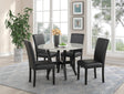 5pc Dining Set Faux Marble Top Table Solid Rubber Wood PU Upholstered Chair White Top Black Base Round Shape Dining Room Furniture - sold by Home Elegance USA