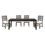 Juego de comedor clásico de 5 piezas con acabado espresso oscuro, mesa con hoja extensible y 4 sillas, asiento cómodo, muebles de comedor de madera.