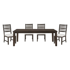 Classic Style 5pc Dining Set Dark Espresso Finish Table with Extension Leaf and 4x Chairs Comfortable Seat Wooden Dining Furniture - sold by Home Elegance USA