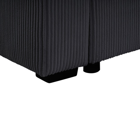 Oversized Sectional Sofa 115.3' U-Shaped Sofa with Chaise Lounge and Three Soft Throw Pillows, Black Corduroy Fabric - sold by Home Elegance USA