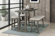 4PC Counter Height Dining Set Light Gray Finish Counter Height Table with Bench 2x Stools Foam Cushioned Seats Kitchen Dining Breakfast Furniture - sold by Home Elegance USA