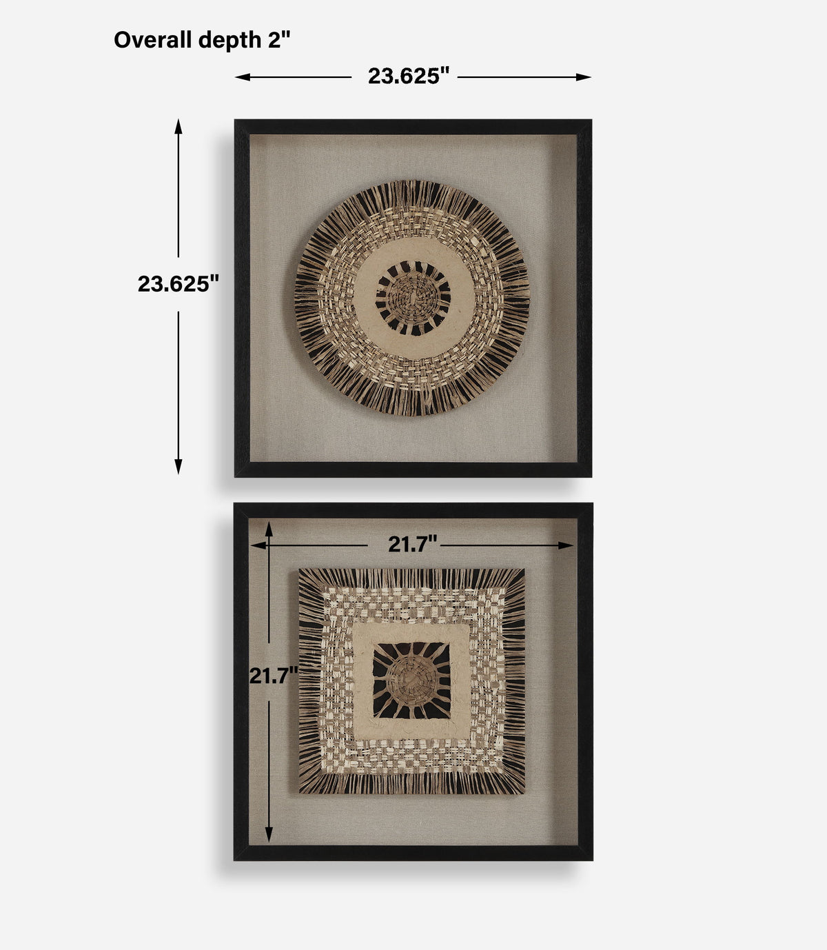 Intertwine Knit Paper Shadow Box (Set of 2) - Light Brown by Uttermost - View 8