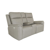 Vernon Power Reclining Loveseat With Console, Power Headrests, Lumbar, Heat & Massage - Dove Gray | Flexsteel