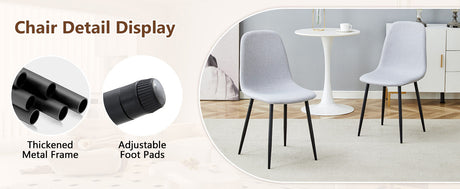 Table and chair set.71*35.4 inch fashionable walnut grain dining table, a practical choice to add color to the home.Paired with 8 Light Gray Linen-Cotton Material High Resilience Dining Chairs. - sold by Home Elegance USA