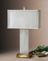 Athanas Alabaster Lamp - White / Yellow by Uttermost - View 2