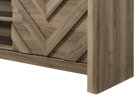 1pc Rustic Chevron-patterned Contemporary Traditional Interiors Entertainment Console TV Stand Living Room Furniture Light Brown Warm Wood Finish - sold by Home Elegance USA