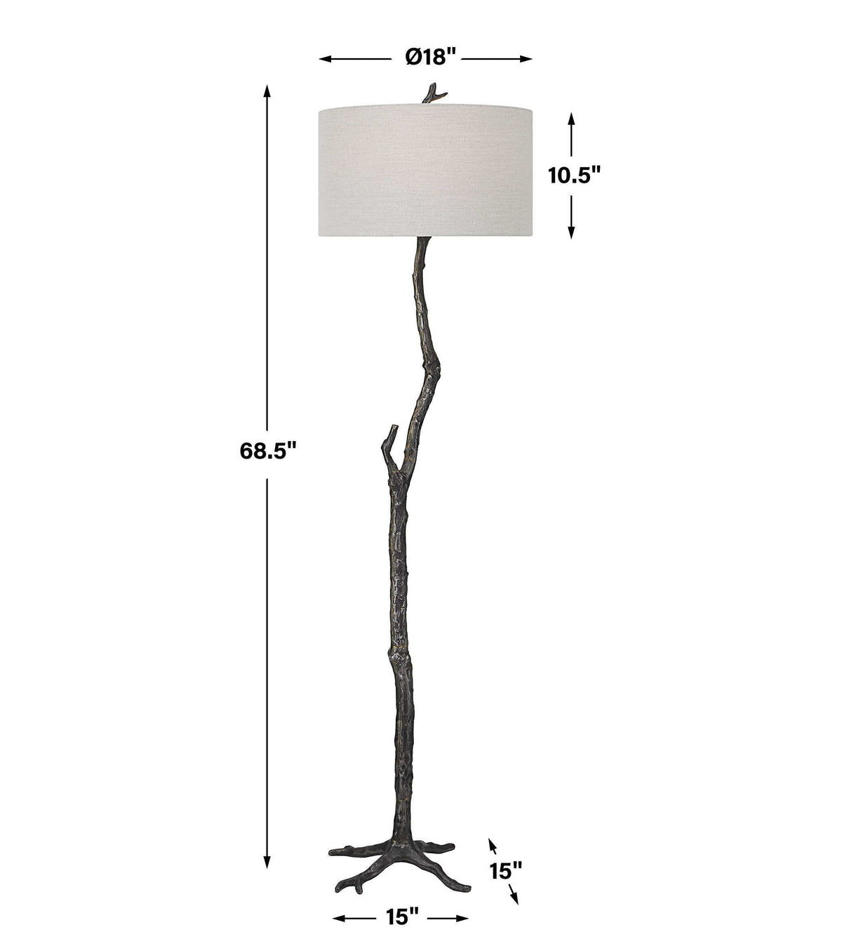 Spruce Rustic Floor Lamp - Black / White by Uttermost - View 8