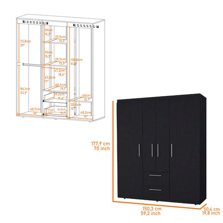 Wenge All-In-One 2-Door Armoire - sold by Home Elegance USA