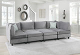 Siena 120'W Gray Velvet 8Pc Modular Sectional Sofa