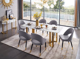 131 Silver Marble 9 Piece Dining Room Set W - 1Ext In Silver - 131Diningtabless - 9Set | ESF - 131DININGTABLESS - 9SET - Home Elegance USA - 1