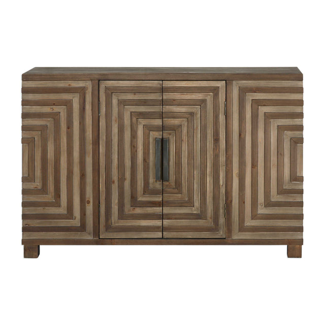 Layton Geometric Console Cabinet - Light Brown by Uttermost - View 1