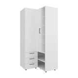 FM FURNITURE Thatcher Armoire- wardrobe, shoe storage, Open Storage and 2 - drawer, White - sold by Home Elegance USA