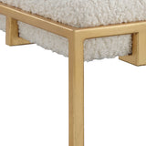 Paradox Small Shearling Bench Gold & White - White / Gold by Uttermost - View 5