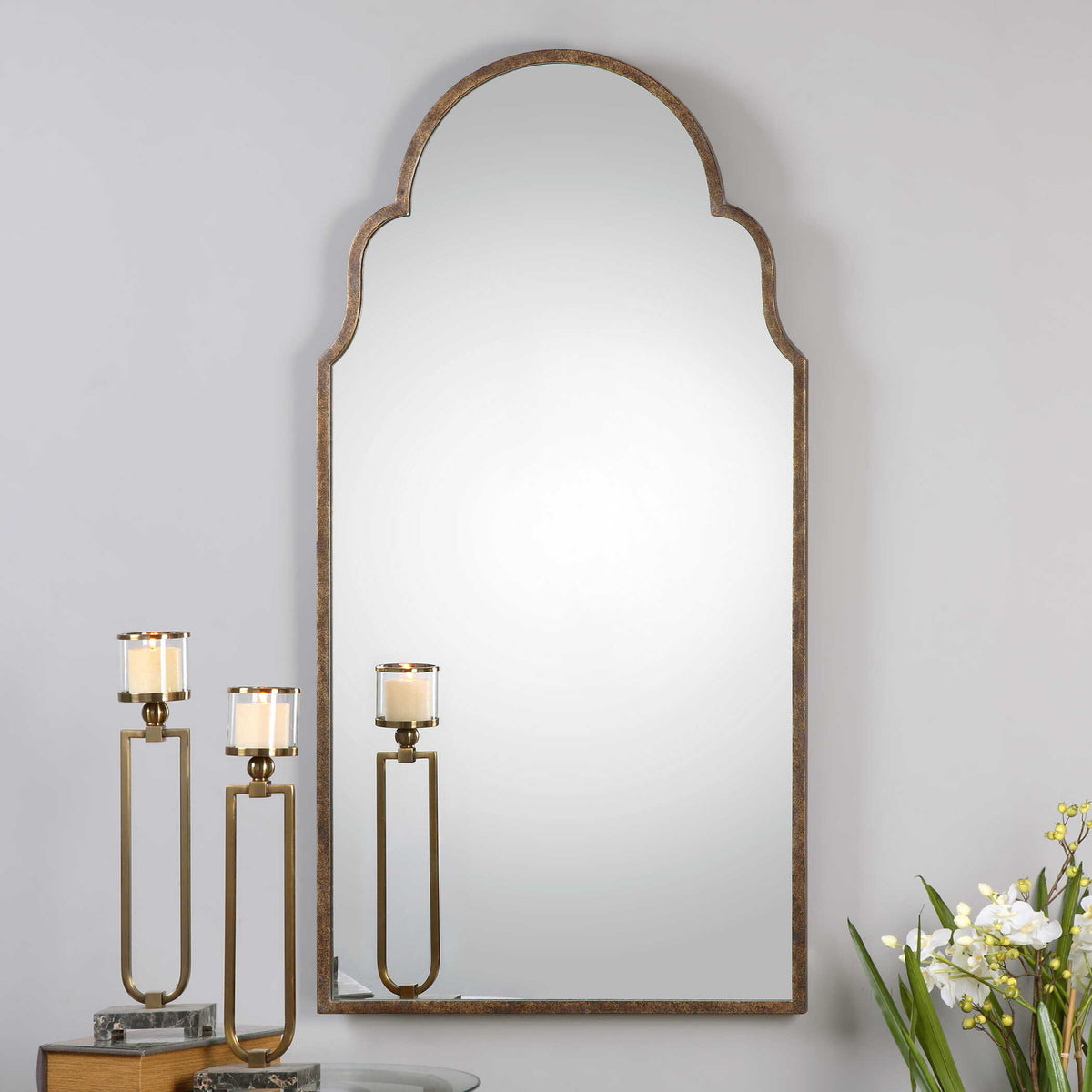 Brayden Tall Arch Mirror - Light Brown by Uttermost - View 2