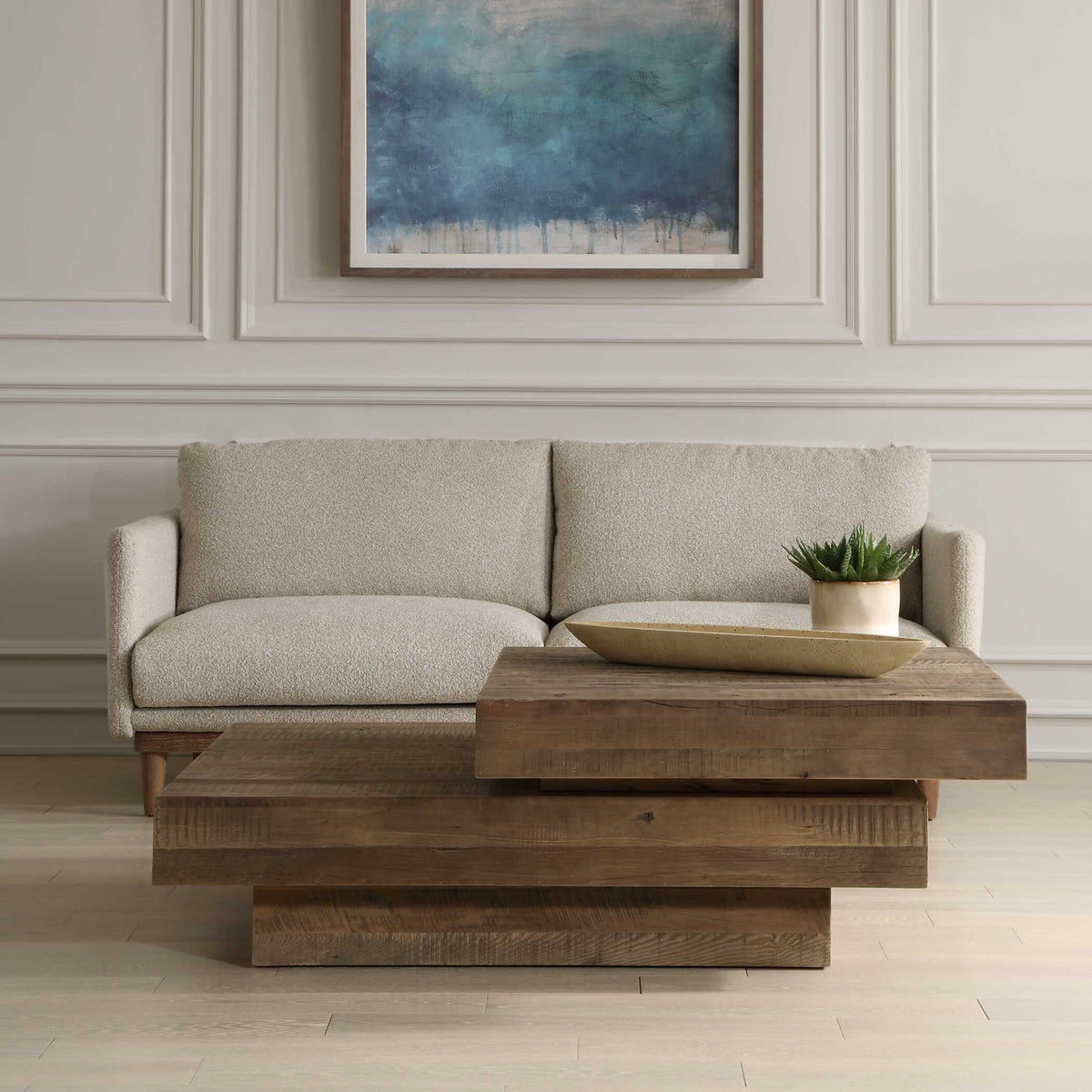 Rustic Planes Modern Coffee Table - Dark Brown by Uttermost - View 3