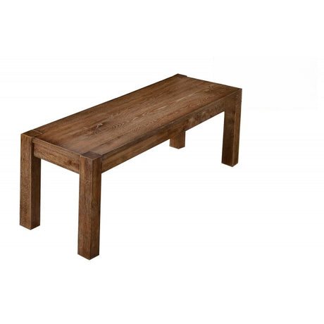 Transitional 6 Pieces Driftwood Dining Set, Antique Oak Wood Finish Dining Table Bench and 4 side Chairs with Open X-Back, Cushion, Natural Oak - sold by Home Elegance USA