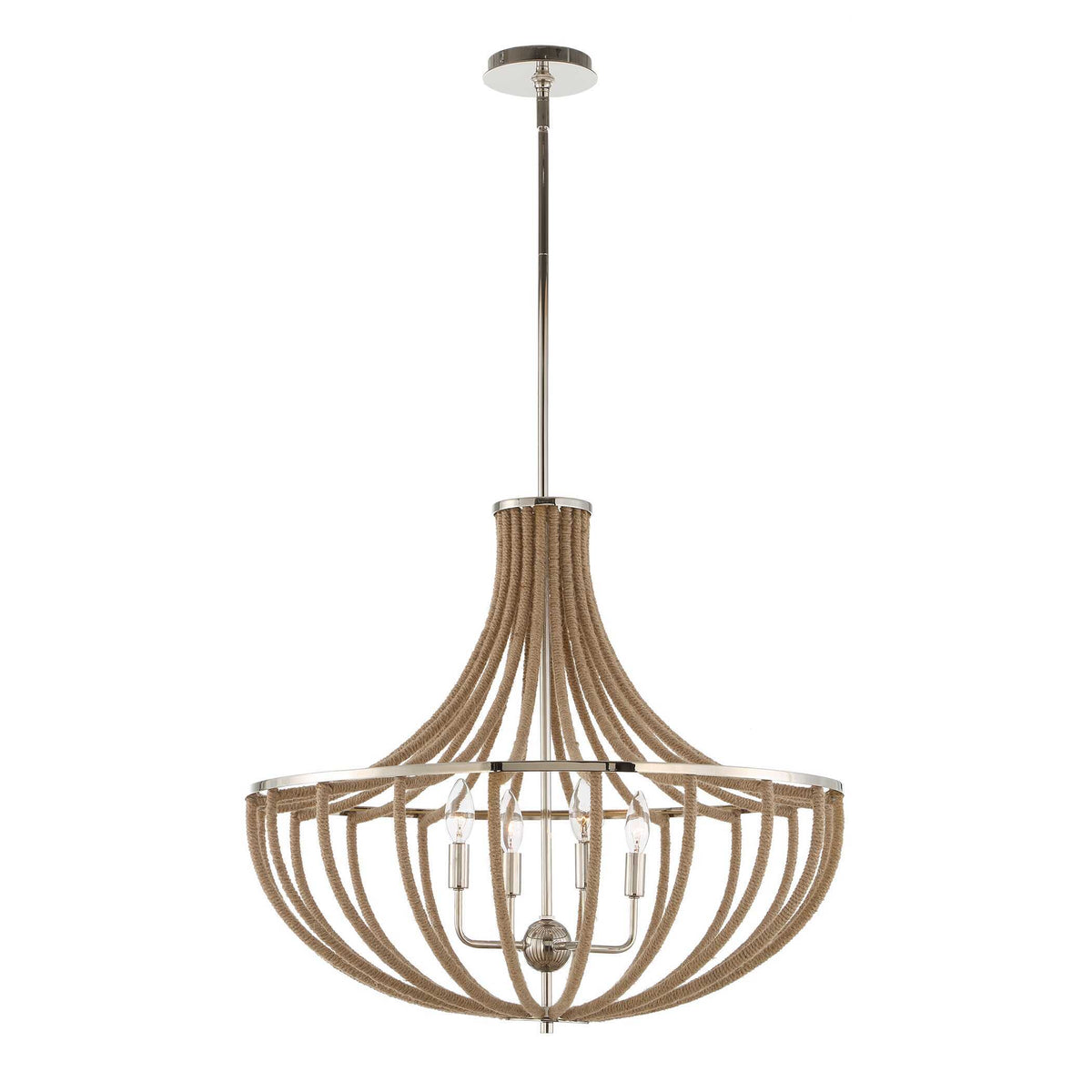 Lovelock 4 Light Rope Empire Chandelier - Light Brown by Uttermost - View 6