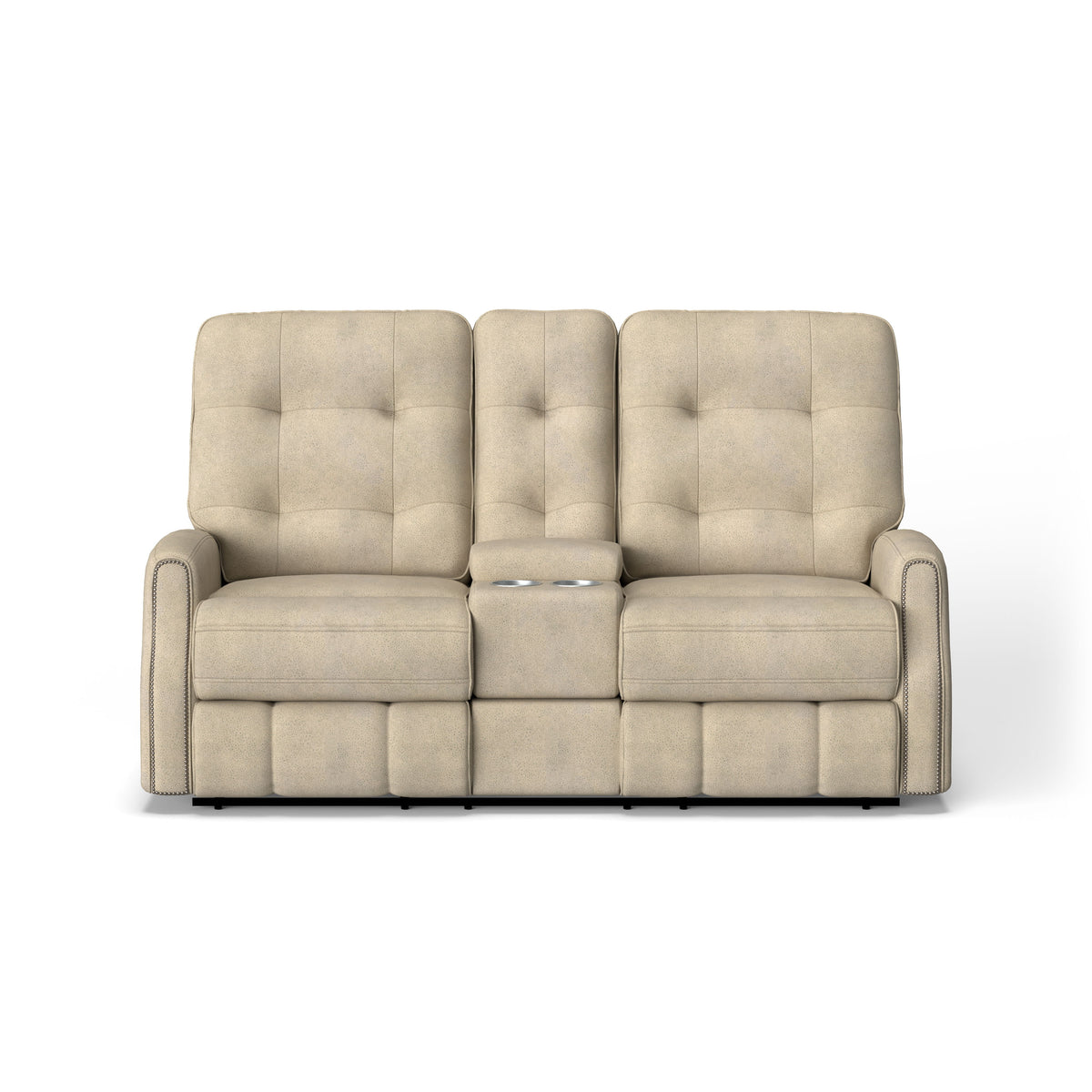 Devon Transitional Fabric Reclining Loveseat With Console | Flexsteel