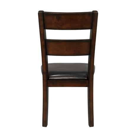 Cherry Finish Classic 6pc Dining Set Wooden Table w Draw Leaf Bench and 4 Side Chairs Faux Leather Upholstered Durable Furniture Transitional Style Ladder Back - sold by Home Elegance USA