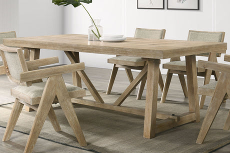 Contemporary Oak Veneer 7pc Dining Set Upholstered Polyester 6x Arm Chairs 1x Table Dining Room - sold by Home Elegance USA