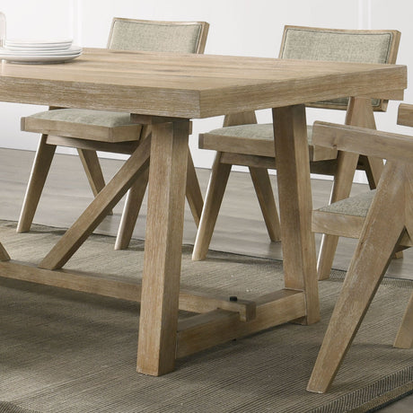 Contemporary Oak Veneer 7pc Dining Set Upholstered Polyester 6x Arm Chairs 1x Table Dining Room - sold by Home Elegance USA