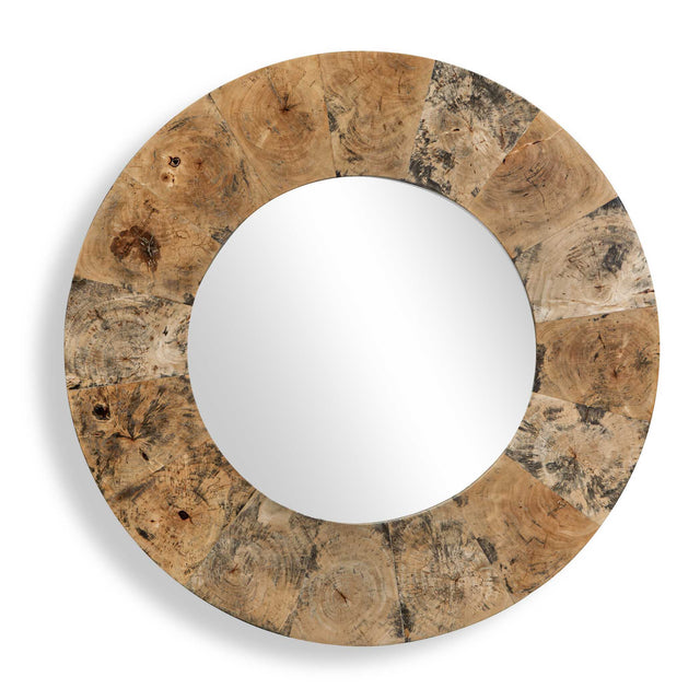 Hiram Round Wood Mirror Woodtone - Light Brown by Uttermost - View 1