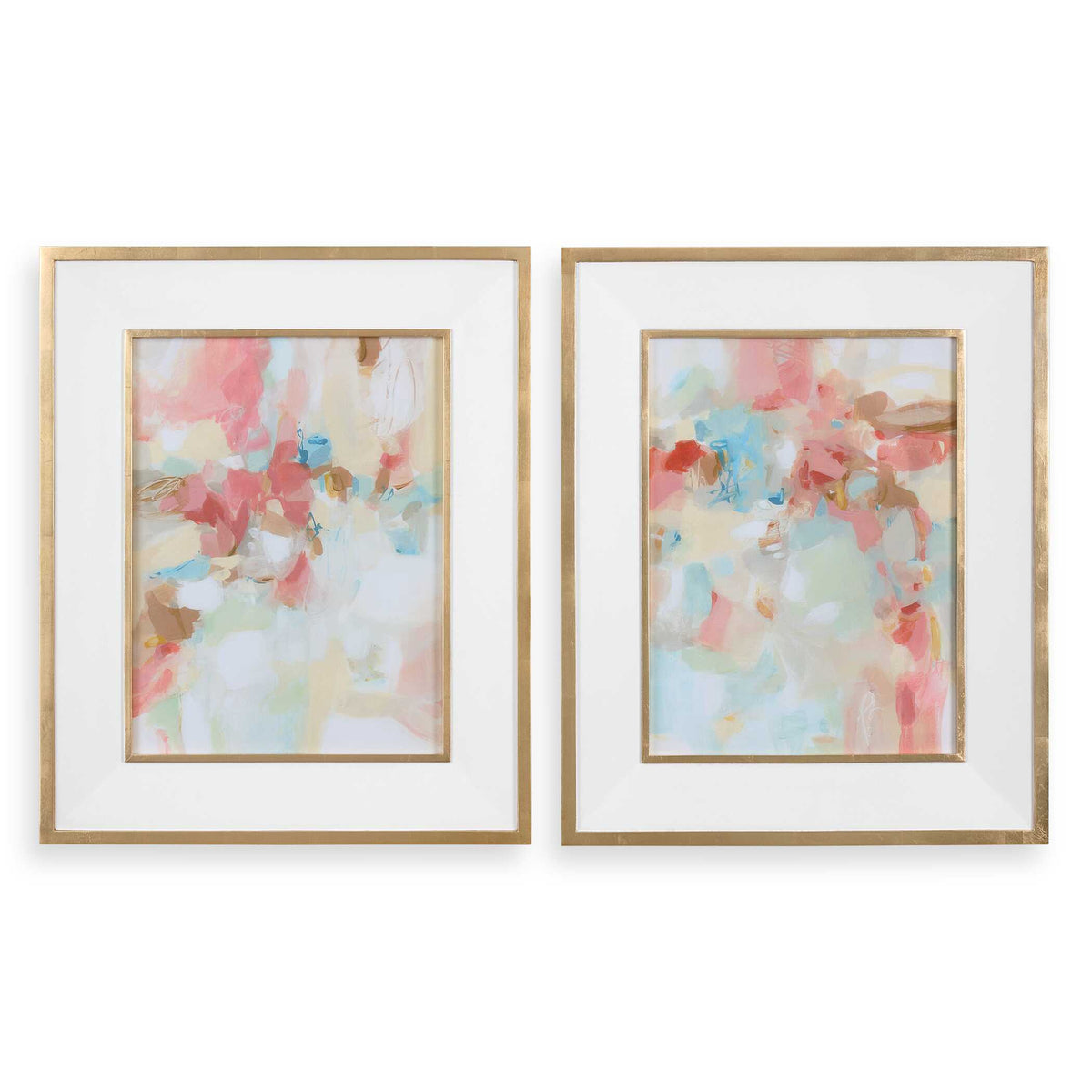 A Touch Of Blush And Rosewood Fences Art (Set of 2) - Pink / Beige by Uttermost - View 1