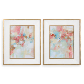 A Touch Of Blush And Rosewood Fences Art (Set of 2) - Pink / Beige by Uttermost - View 1