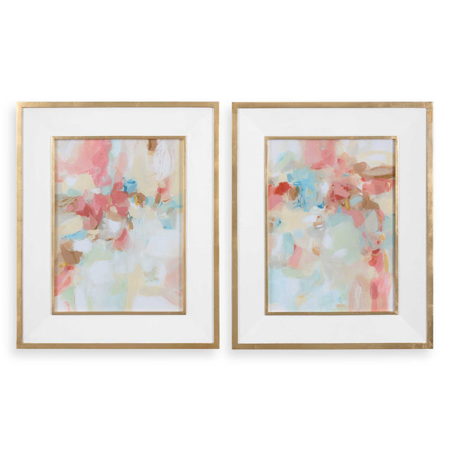 A Touch Of Blush And Rosewood Fences Art (Set of 2) - Pink / Beige by Uttermost - View 1