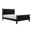 1pc Black Finish Full Size Bed Traditional Louis Philippe Style Wooden Bedroom Furniture