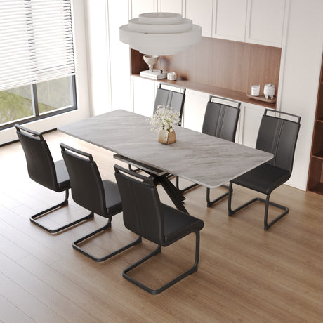 62.4' extendable 78.15' dining Table Set for 6-8 Person for Dining Room,C-shaped Tube Soft padded armless dining chair and Very large Dining Room Table Kitchen Table Chair Set with metal Legs - sold by Home Elegance USA
