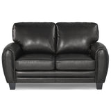 Modern Living Room Furniture 1pc Loveseat Black Faux Leather Covering Retro Styling Furniture