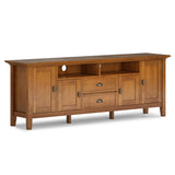 Redmond 72 inch Wide Solid Wood TV Stand in Light Golden Brown For TVs up to 80 inches