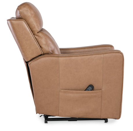 Thyme Power Recliner With Power Headrest, Lumbar, And Lift - Light Brown by Hooker Furniture - View 8