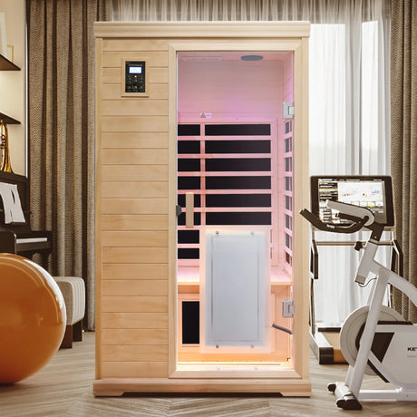 Two-Person Far-Infrared Hemlock Indoor Sauna Room with Bluetooth & LED Lights - sold by Home Elegance USA