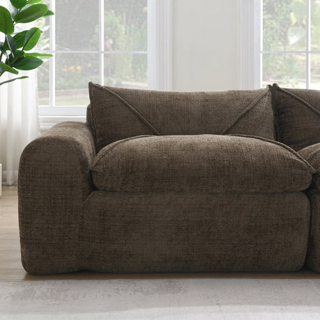 116'' Fully Compressed Sofa with High Density Foam, Integrated Backrest&Seat Cushion, Decorative Edging, Legless Design without Frame, No Assembly Required, Free Combination, Particle Chenille - sold by Home Elegance USA