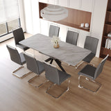 62.4' extendable 78.15' dining Table Set for 6-8 Person for Dining Room,C-shaped Tube Soft padded armless dining chair and Very large Dining Room Table Kitchen Table Chair Set with metal Legs