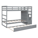 Twin Over Twin Bunk Bed with Trundle and Staircase,Gray(OLD SKU:LT000068AAE) - Home Elegance USA