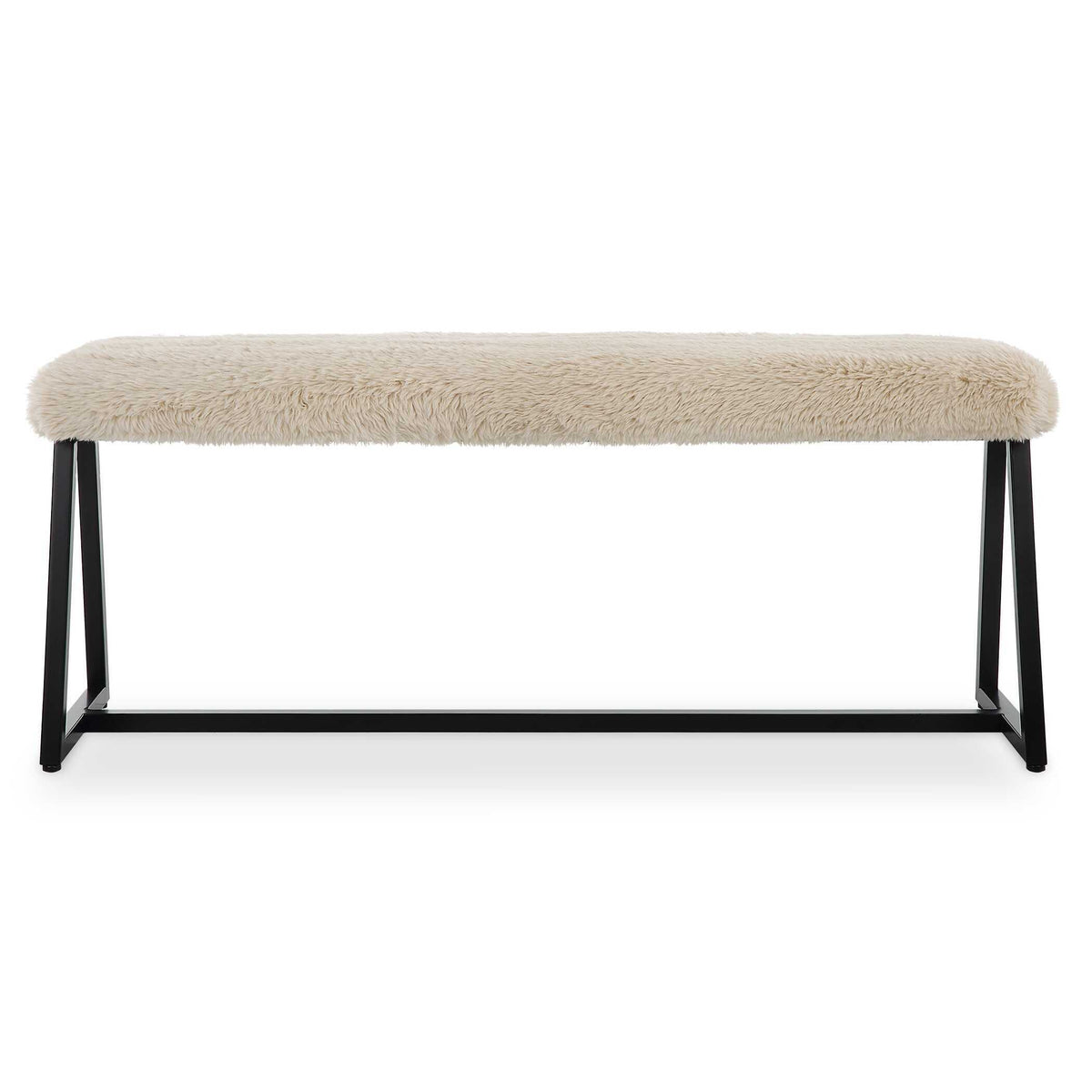 Taupo Sheepskin Bench - Beige / Black by Uttermost - View 1