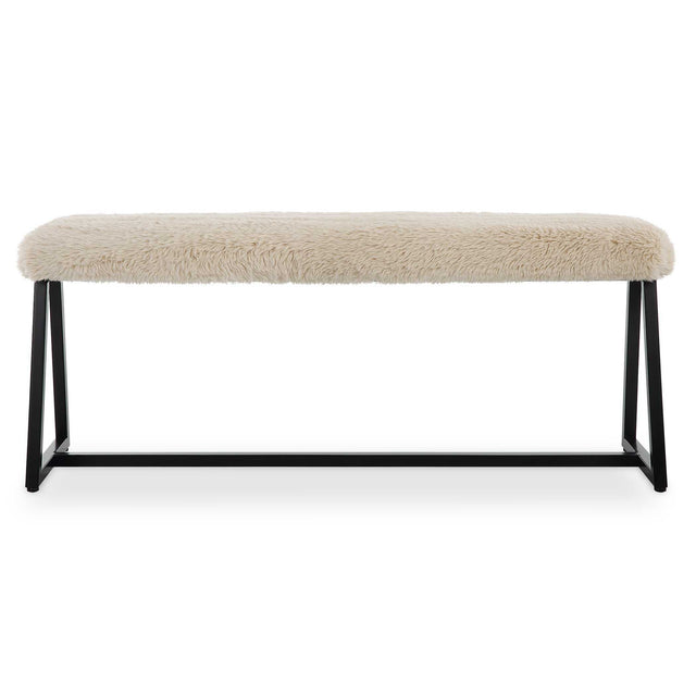 Taupo Sheepskin Bench - Beige / Black by Uttermost - View 1