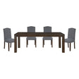 5pc Dining Set Dark Brown Finish Table and Gray Fabric Upholstered 4x Side Chairs Wooden Modern Dining Kitchen Furniture