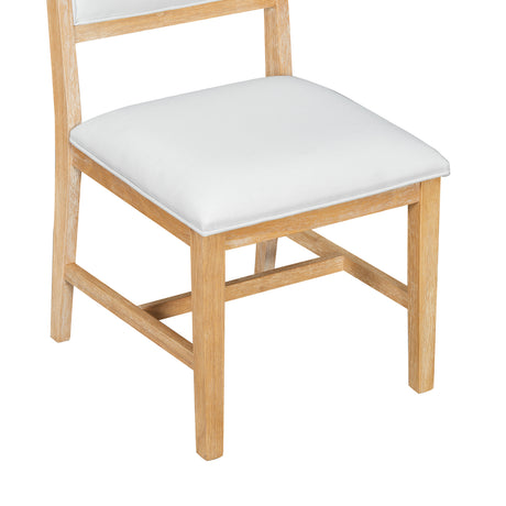 TREXM Farmhouse 5-Piece Dining Table Set with 4 Upholstered Chairs, Wood Extendable Dining Table with 15.7' Leaf for Extra Seating for Dining Room, Kitchen and Living Room (Natural Wood Wash) - sold by Home Elegance USA