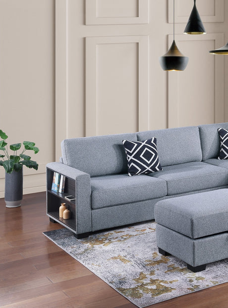 3-Piece Reversible Sectional w Ottoman Functional Storage Sofa w Shelf Reversible Chaise Storage Ottoman Living Room Furniture - sold by Home Elegance USA