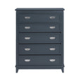 Navy Blue Finish Storage Chest with 5 Drawers Wooden Modern Bedroom Furniture 1pc Vertical Dresser