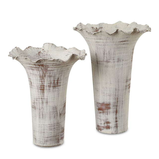 Ruffled Petal White Vases (Set of 2) by Uttermost - View 1